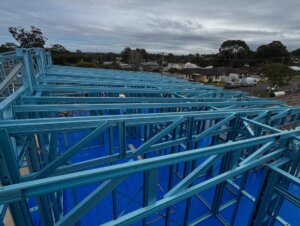 steel frame house being constructed in central coast